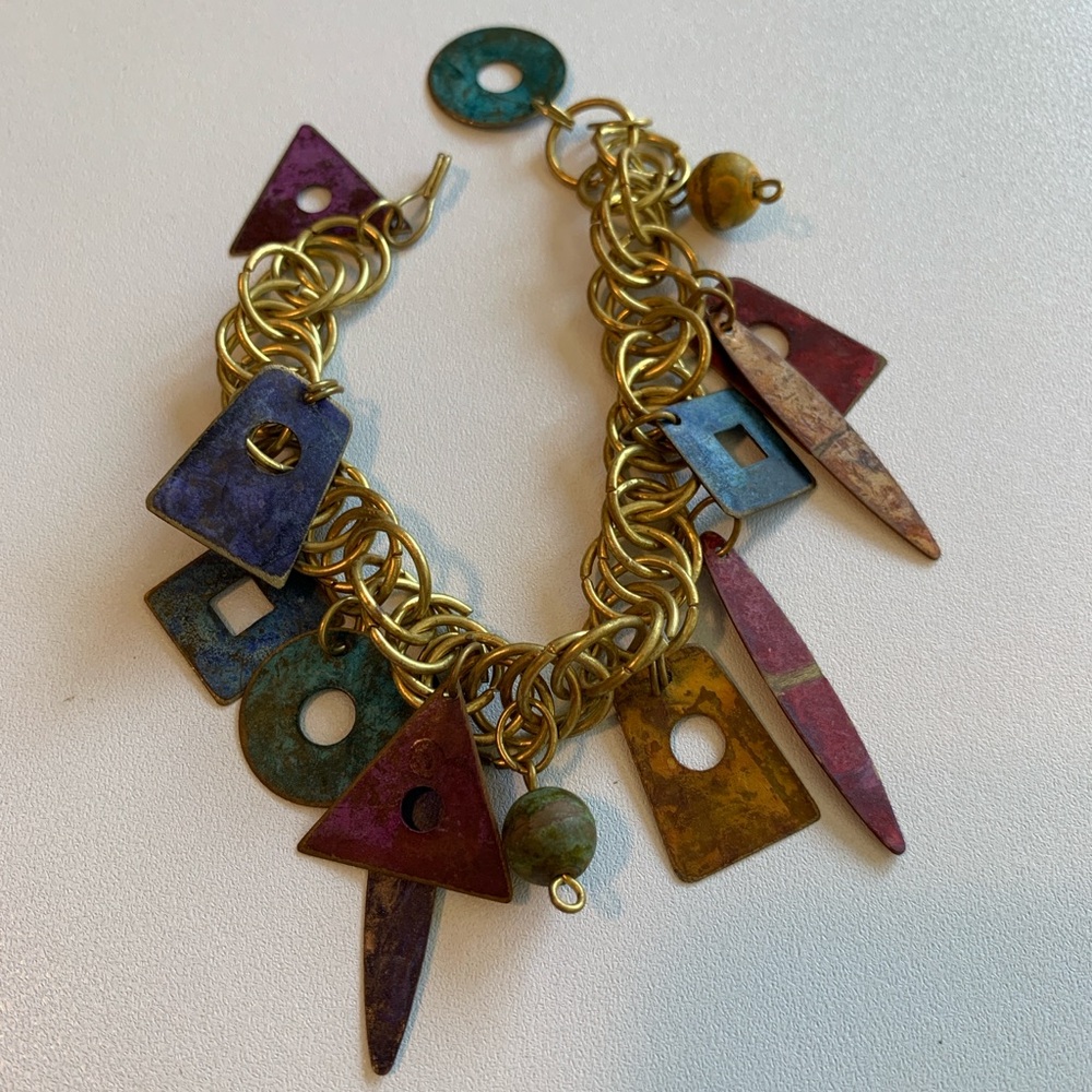 Multicolor Geometric Charm Bracelet